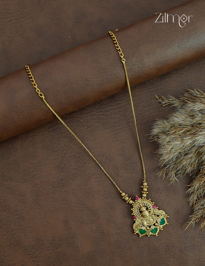 Antique Gold Kathak Palakka Pendant Long Necklace - ZY1012448
