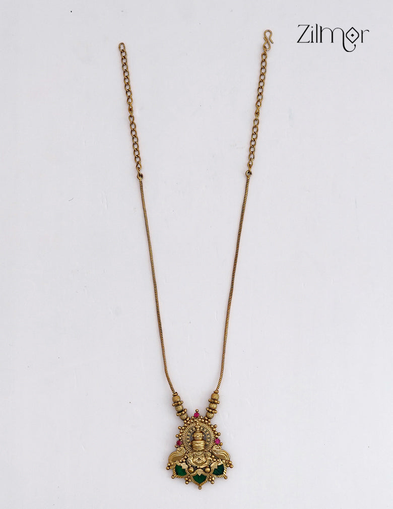 Antique Gold Kathak Palakka Pendant Long Necklace - ZY1012448