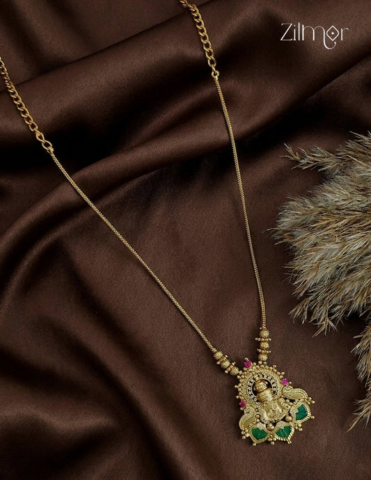 Antique Gold Kathak Palakka Pendant Long Necklace - ZY1012448