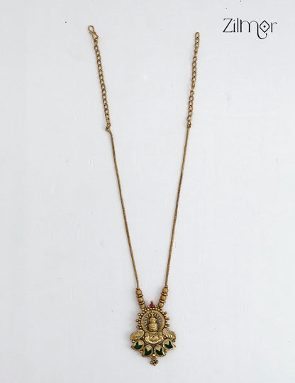 Antique Gold Kathak with Mango Palakka Pendant Necklace - ZY1012449