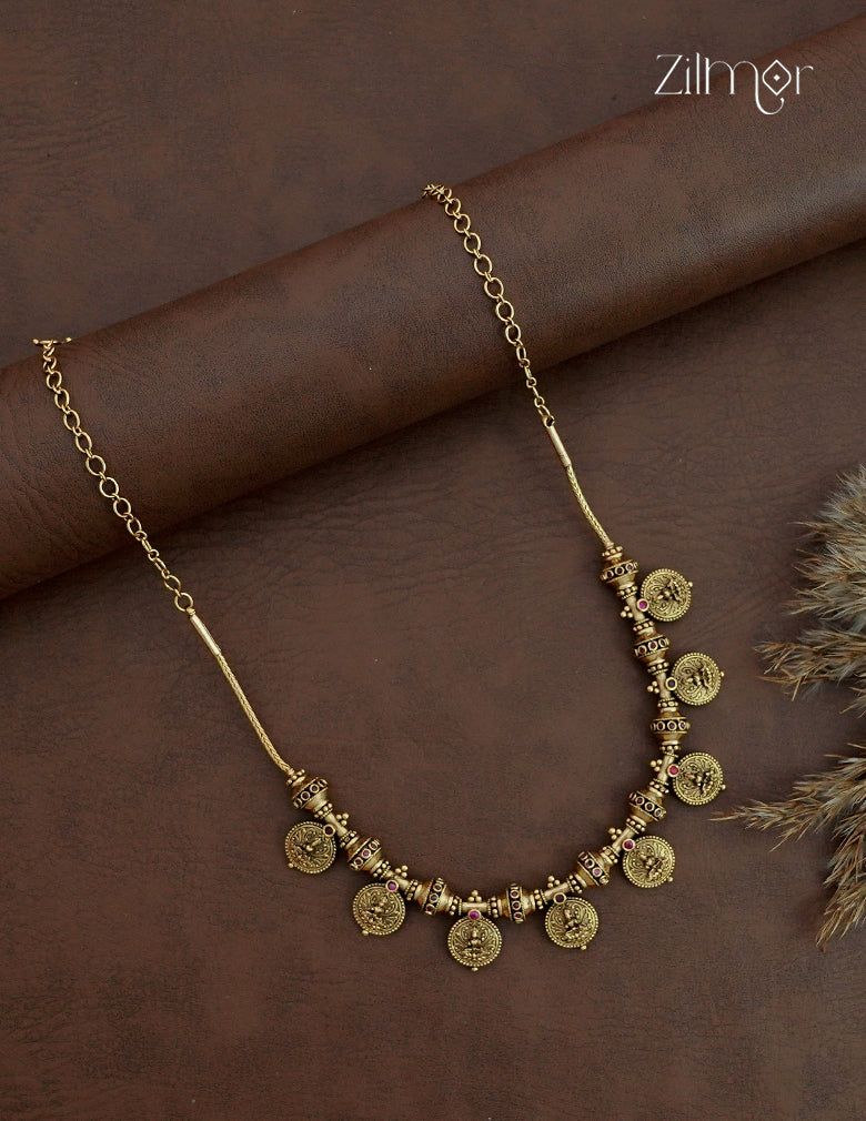 Antique Gold Lakshmi Coin Necklace - ZS1012536