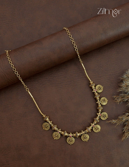 Antique Gold Lakshmi Coin Necklace - ZS1012536