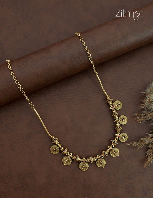 Antique Gold Lakshmi Coin Necklace - ZS1012536