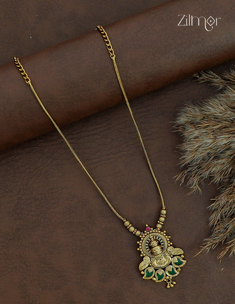 Antique Gold Kathak with Mango Palakka Pendant Necklace - ZY1012449