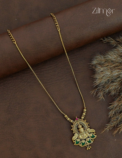 Antique Gold Kathak with Mango Palakka Pendant Necklace - ZY1012449