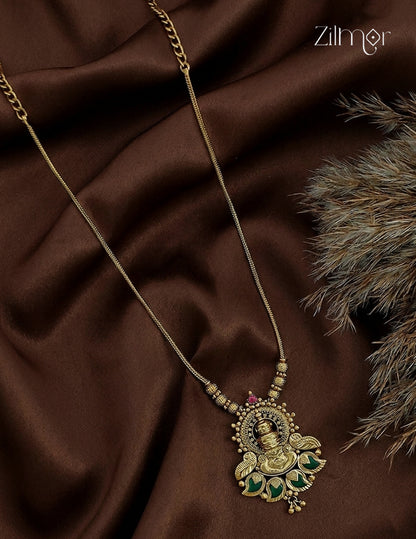Antique Gold Kathak with Mango Palakka Pendant Necklace - ZY1012449
