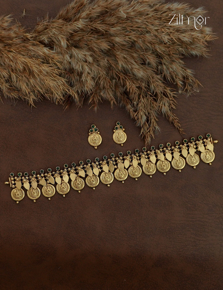 Antique Kaashu Elakkathali Choker with earrings NV1012702