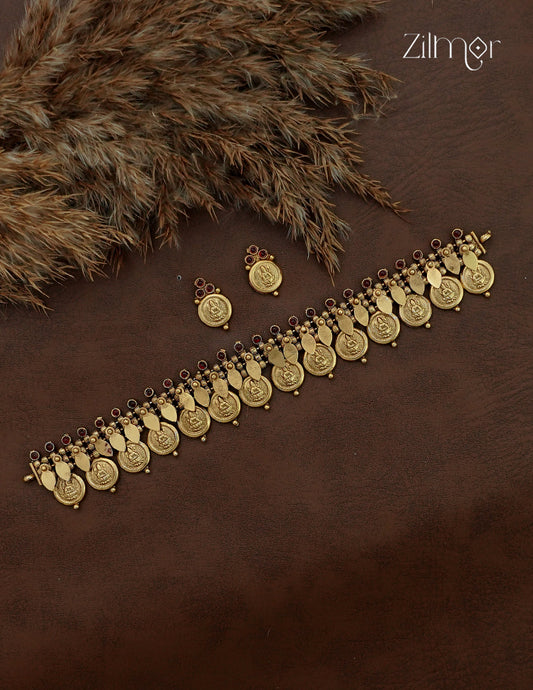 Antique Kaashu Elakkathali Choker with earrings NV1012702