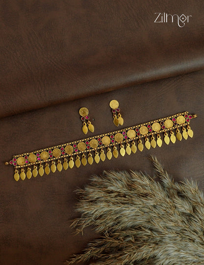 Antique Kaashu Elakkathali with Matching Earrings- NV1012694