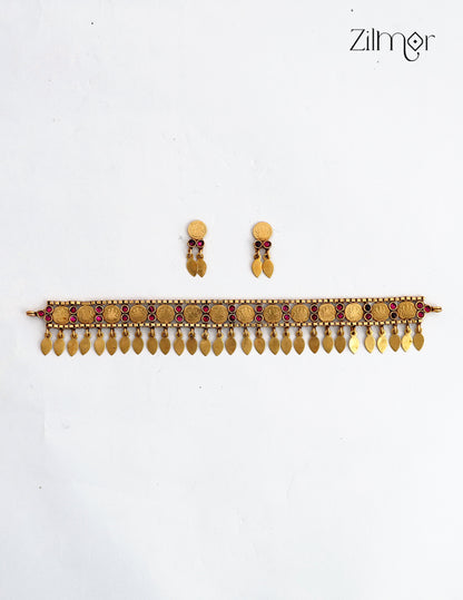 Antique Kaashu Elakkathali with Matching Earrings- NV1012694