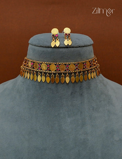 Antique Kaashu Elakkathali with Matching Earrings- NV1012694