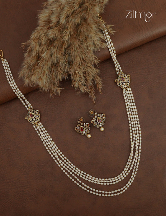 Antique Pearl Layer Necklace & Earring Set - ZV1012402