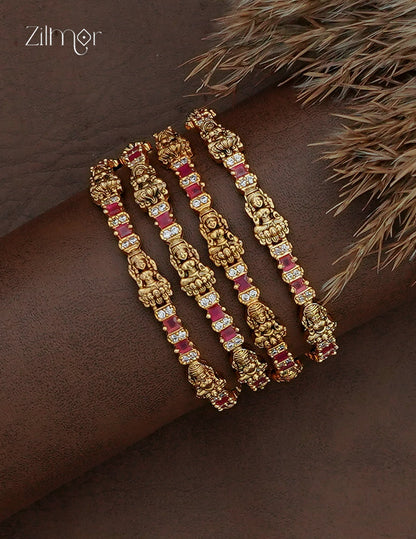 Antique Traditional Lakshmi Bangle 2 Pair - SC1012797