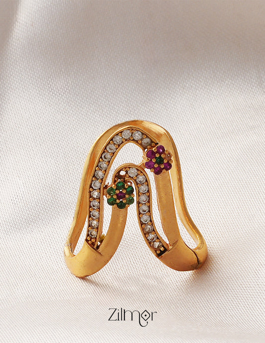 BH1011342 -  AD Stone Vanki  V-Shaped Ring