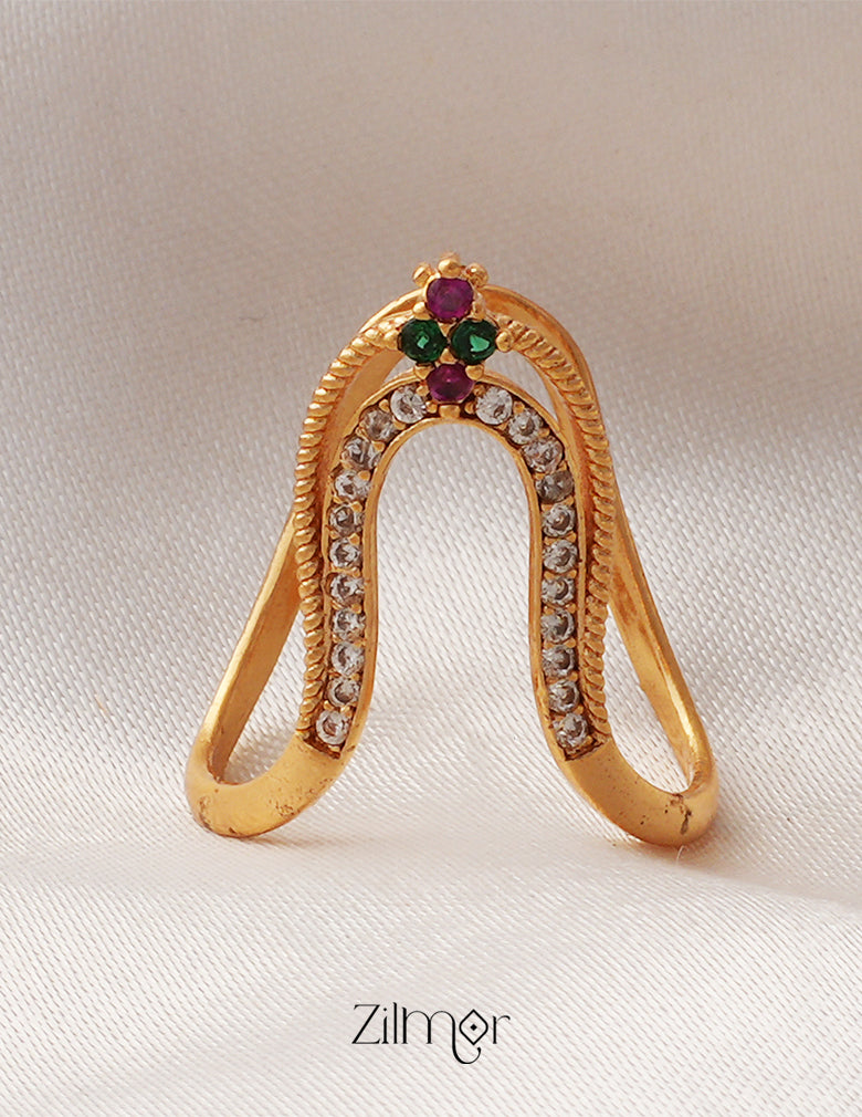 BH1011343 -  AD Stone Vanki  V-Shaped Ring
