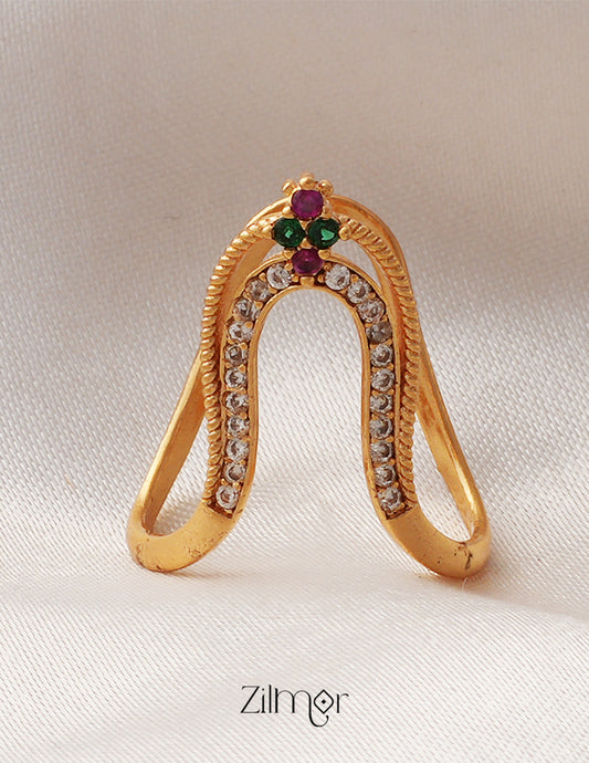 BH1011343 -  AD Stone Vanki  V-Shaped Ring