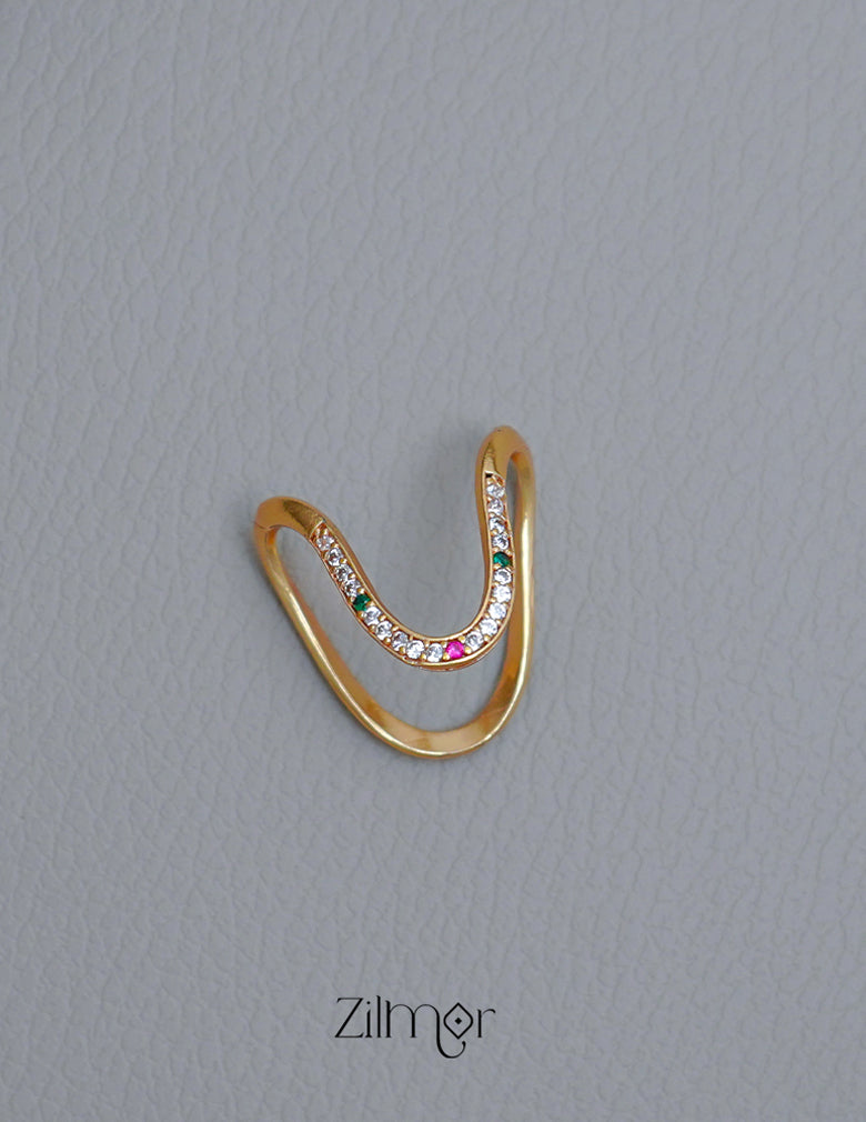 BH1011604-  AD Stone Vanki  V-Shaped Ring 2-Zilmor