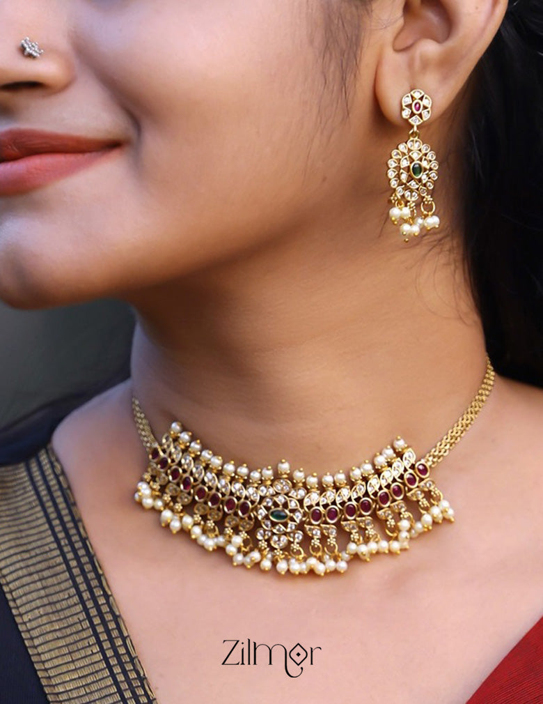 BH101271 - Premium Antique Kemp Stone Bridal Necklace 5-Zilmor