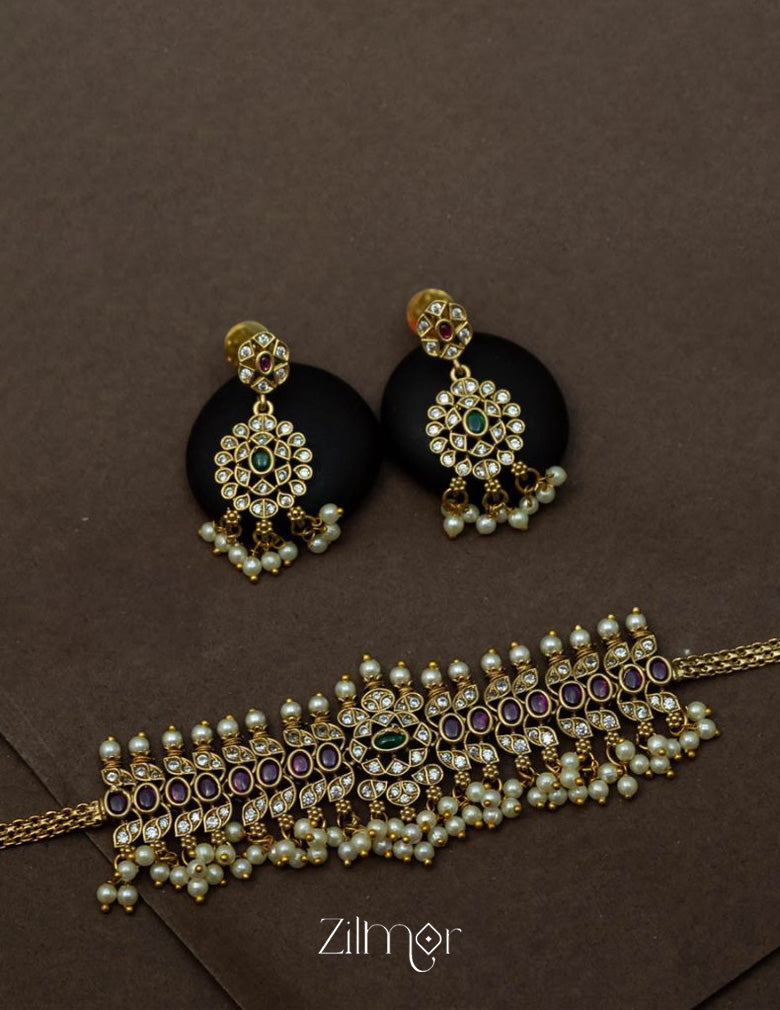 BH101271 - Premium Antique Kemp Stone Bridal Necklace 4-Zilmor