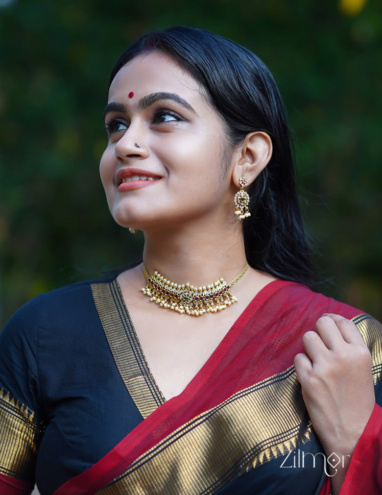 BH101271 - Premium Antique Kemp Stone Bridal Necklace 3-Zilmor