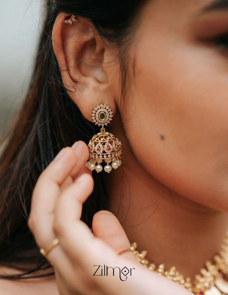 BH101376 - Premium Quality AD Jhumka Earring 2-Zilmor
