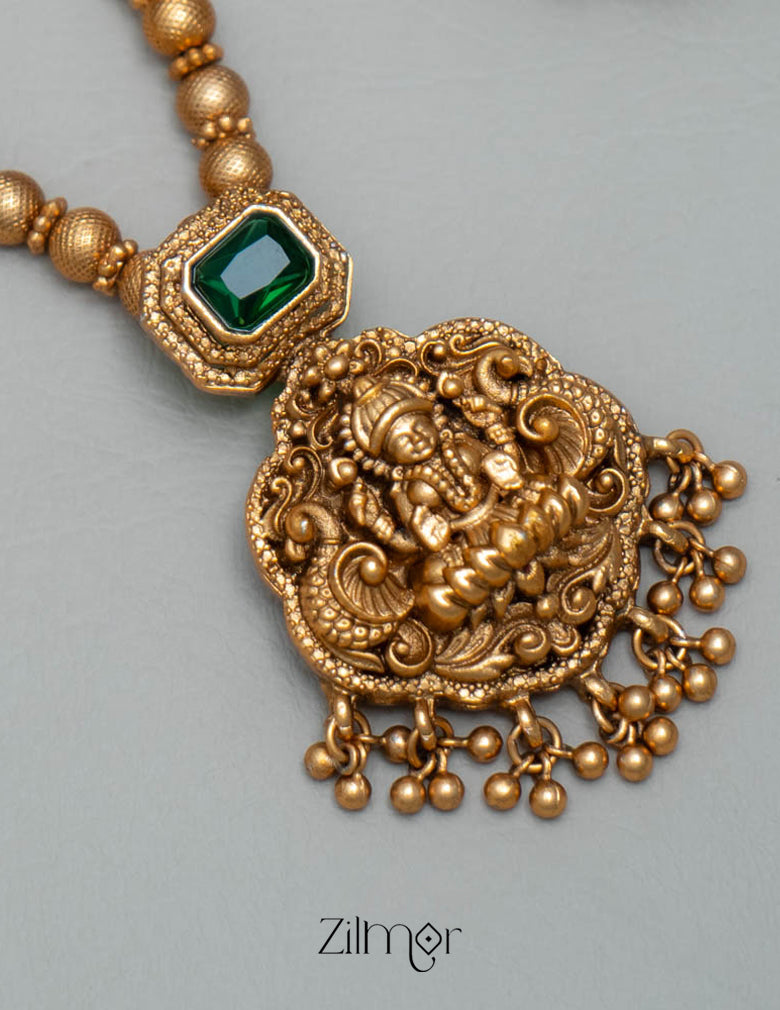 BH101934- Matt Antique  Lakshmi Necklace Earring set 2-Zilmor