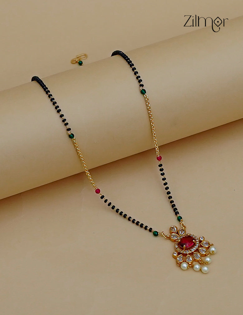 Black Bead with AD Stone Mangalsutra Necklace  - NV1012756