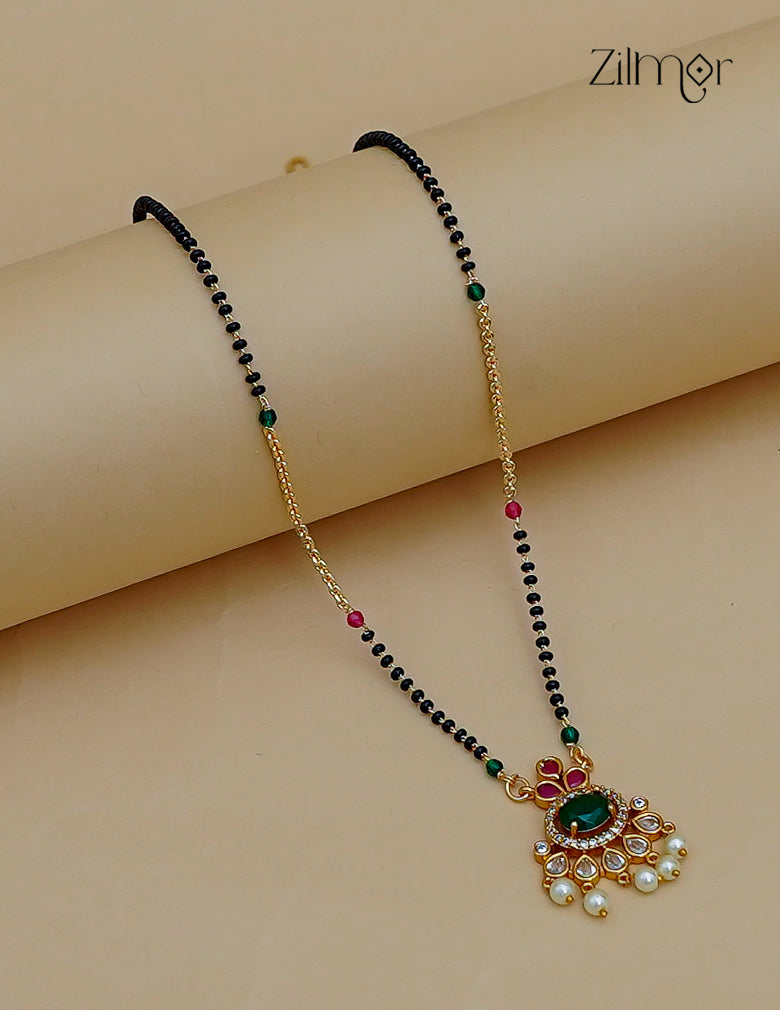 Black Bead with AD Stone Mangalsutra Necklace  - NV1012756