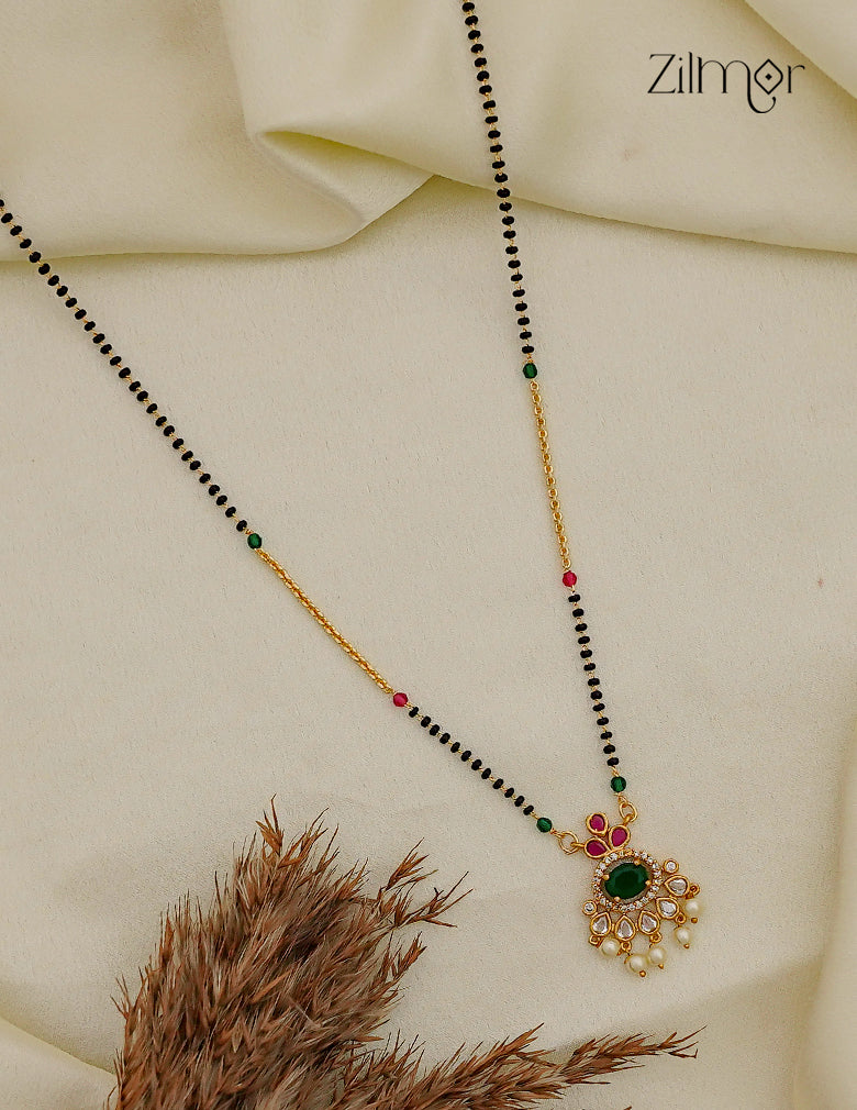 Black Bead with AD Stone Mangalsutra Necklace  - NV1012756