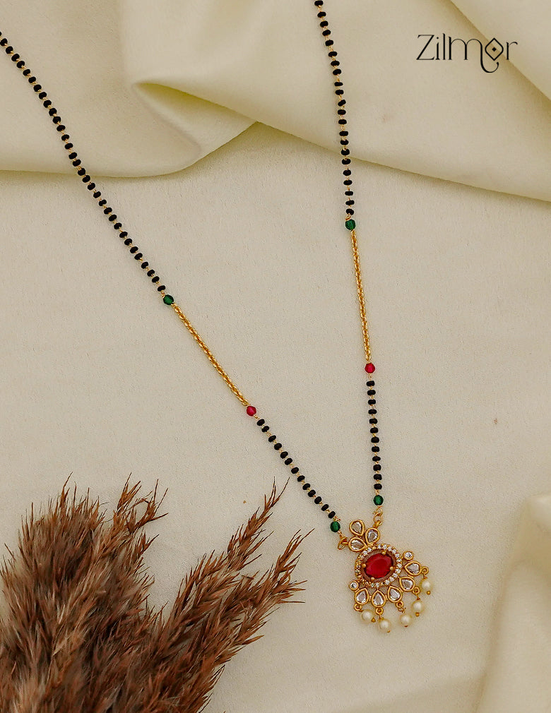 Black Bead with AD Stone Mangalsutra Necklace  - NV1012756
