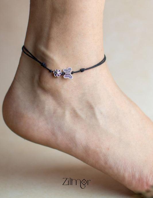 Butterfly Flower charm Anklet - KY100272