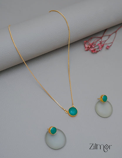 CL1011589- Stone Pendant Simple Necklace Earring Set(color option) 2-Zilmor