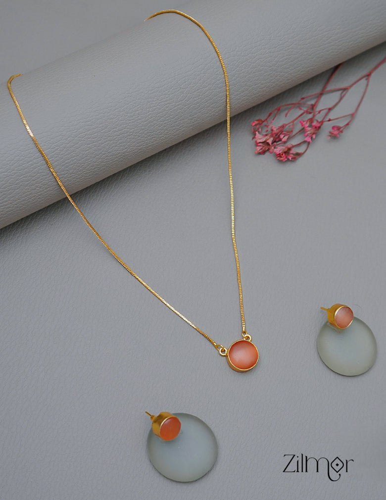 CL1011589- Stone Pendant Simple Necklace Earring Set(color option) 3-Zilmor