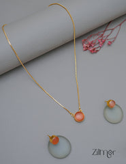 CL1011589- Stone Pendant Simple Necklace Earring Set(color option) 3-Zilmor