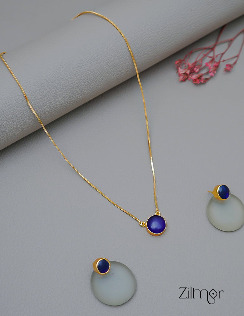 CL1011589- Stone Pendant Simple Necklace Earring Set(color option) 1-Zilmor