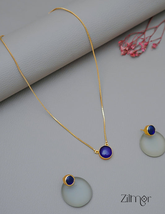 CL1011589- Stone Pendant Simple Necklace Earring Set(color option) 1-Zilmor