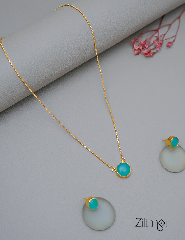 CL1011589- Stone Pendant Simple Necklace Earring Set(color option) 5-Zilmor