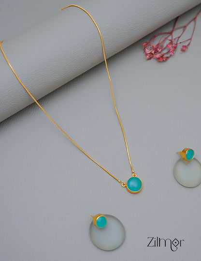 CL1011589- Stone Pendant Simple Necklace Earring Set(color option) 5-Zilmor