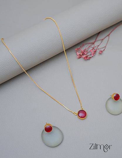 CL1011589- Stone Pendant Simple Necklace Earring Set(color option) 6-Zilmor
