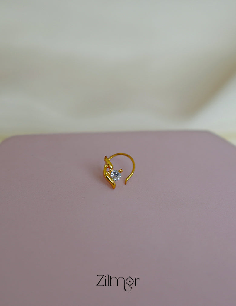 CL1011615-  Gold Plated Single AD Stone Nose Pin 1-Zilmor