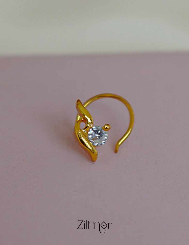 CL1011615-  Gold Plated Single AD Stone Nose Pin 2-Zilmor