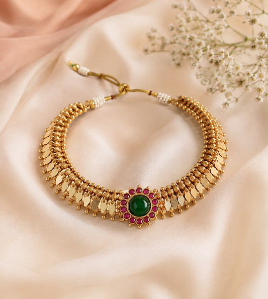 18K Gold Plated Palakka Elakathali Choker Necklace - ZS1012722