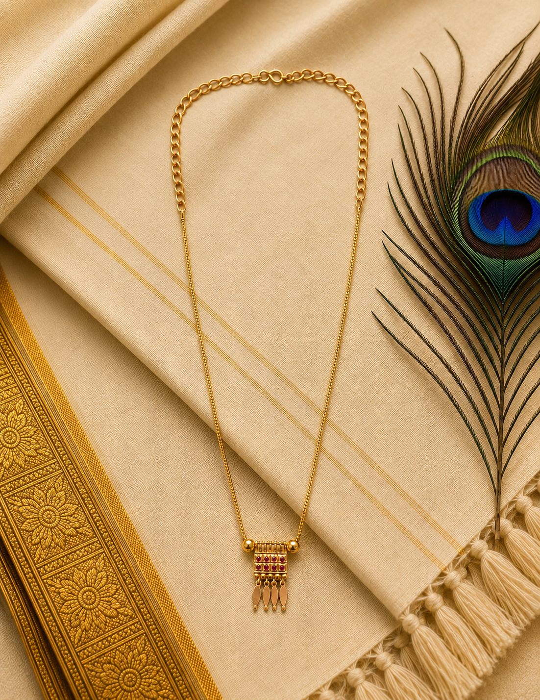 18K Gold Plated Simple Poothali Necklace – Kerala Traditional Design | ZG1012681
