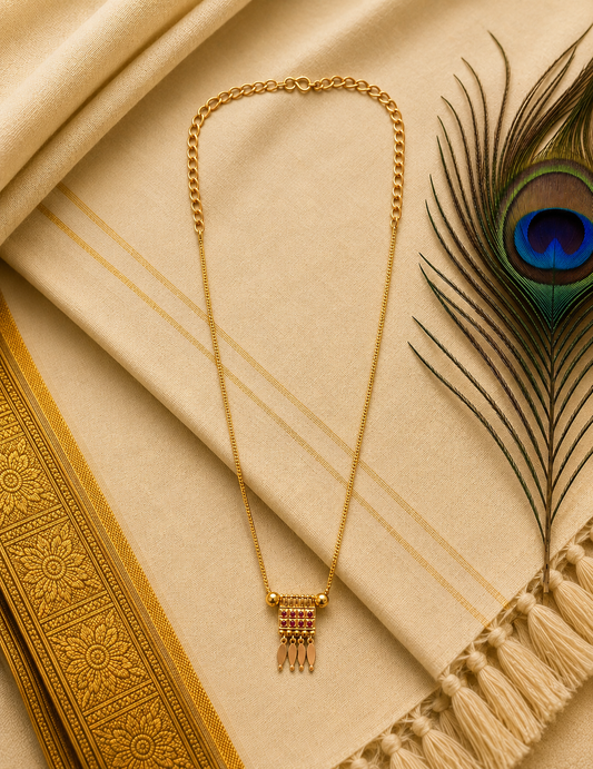 18K Gold Plated Simple Poothali Necklace – Kerala Traditional Design | ZG1012681