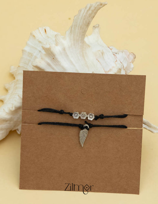 Combo of 3 Flower & Feather charm Anklet 1-Zilmor