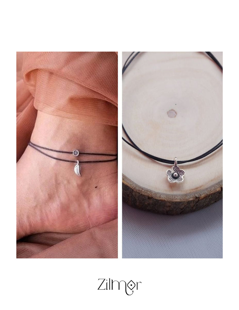 Combo of Flowers & Leaf charm Anklet