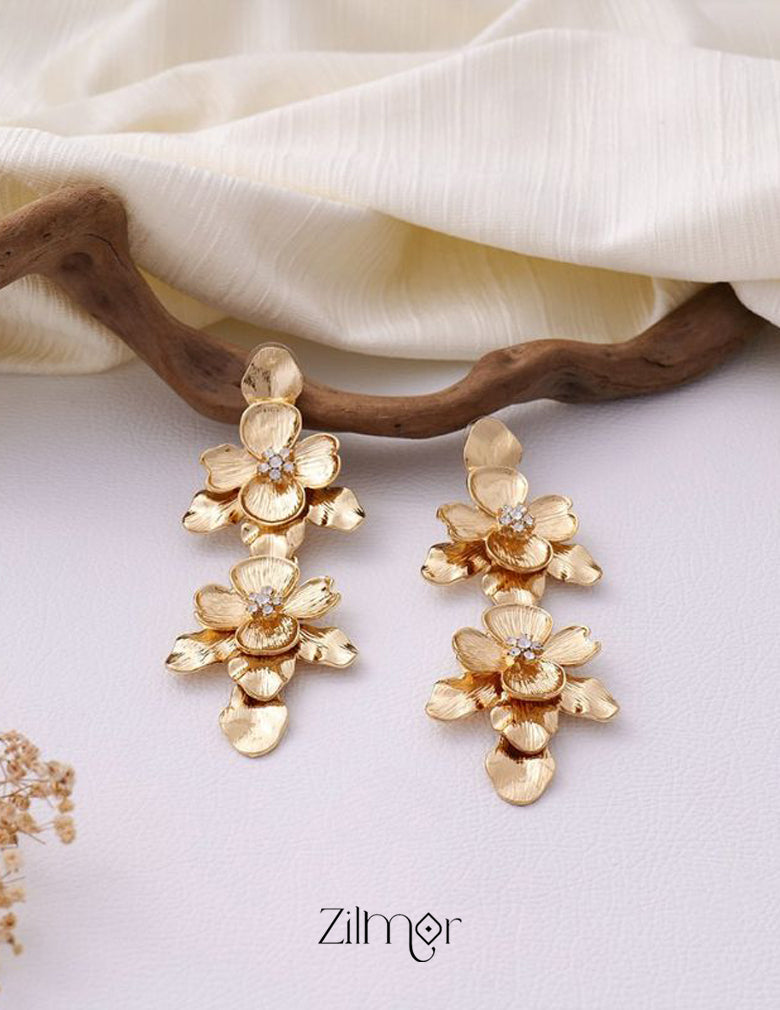 Contemporary gold toned earrings - PT100851 2-Zilmor