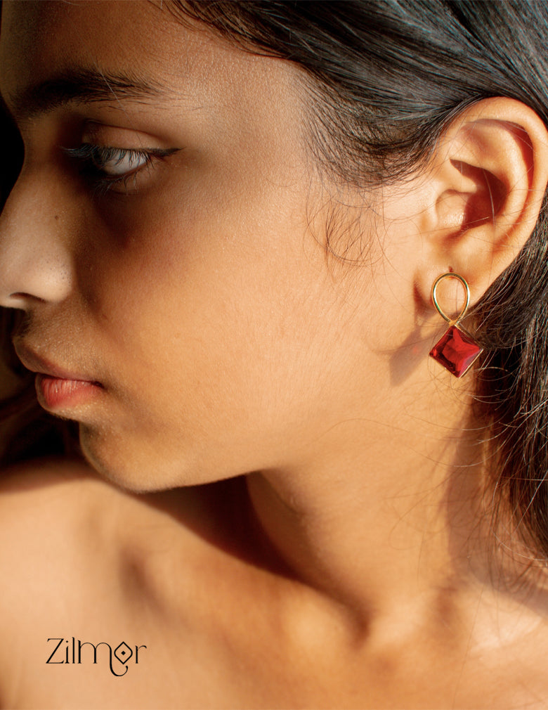 Crystal Stone Earrings (color option) -KE100441 2-Zilmor