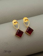 Crystal Stone Earrings (color option) -KE100441 3-Zilmor