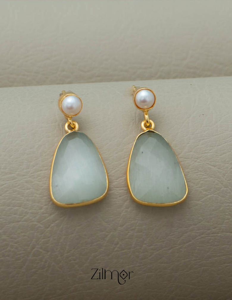 Crystal Stone with Pearl Earrings (color option) - AS100419 4-Zilmor